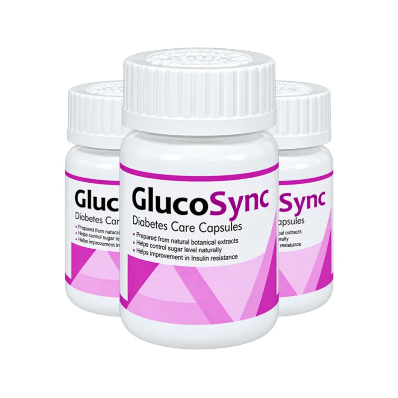 Three bottles of GlucoSync Diabetes Care Capsules